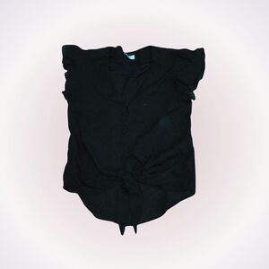 Mod Ref black button front front tie blouse | Sz S